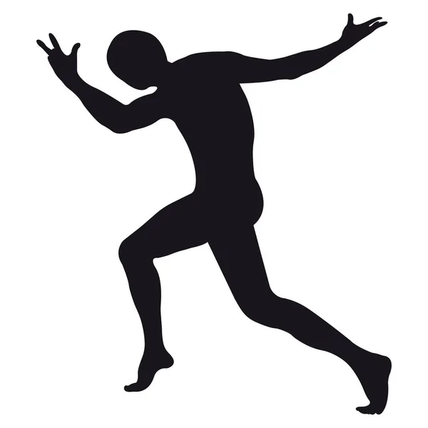 Vector Illustration Black Human Silhouette Sportive Man — Stock Vector