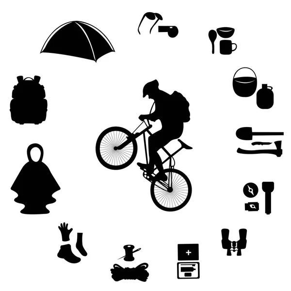 Illustration Vectorielle Silhouette Vélo Sur Fond Blanc — Image vectorielle