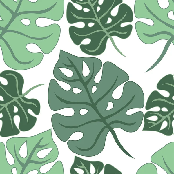 Nahtloser Hintergrund Mit Tropischen Blättern Vektorillustration — Stockvektor