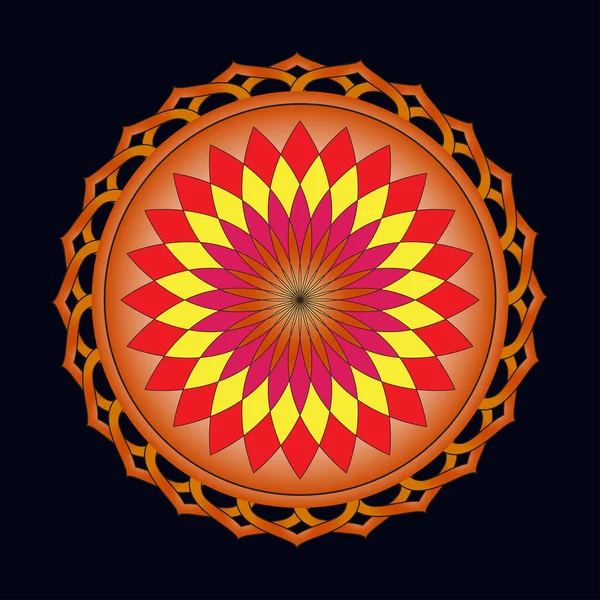 Red Orange Mandala Pattern Vector Illustration — Stock Vector