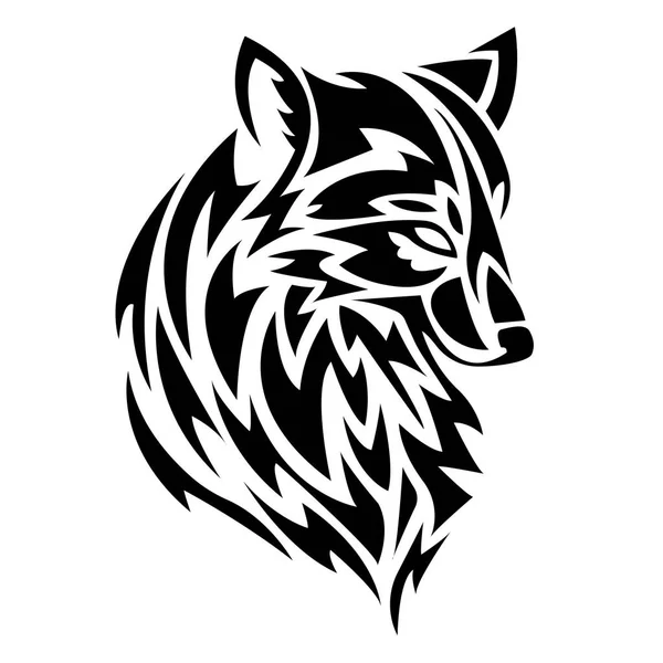 Vector Illustration Drawn Black White Wolf Animal — Stock Vector