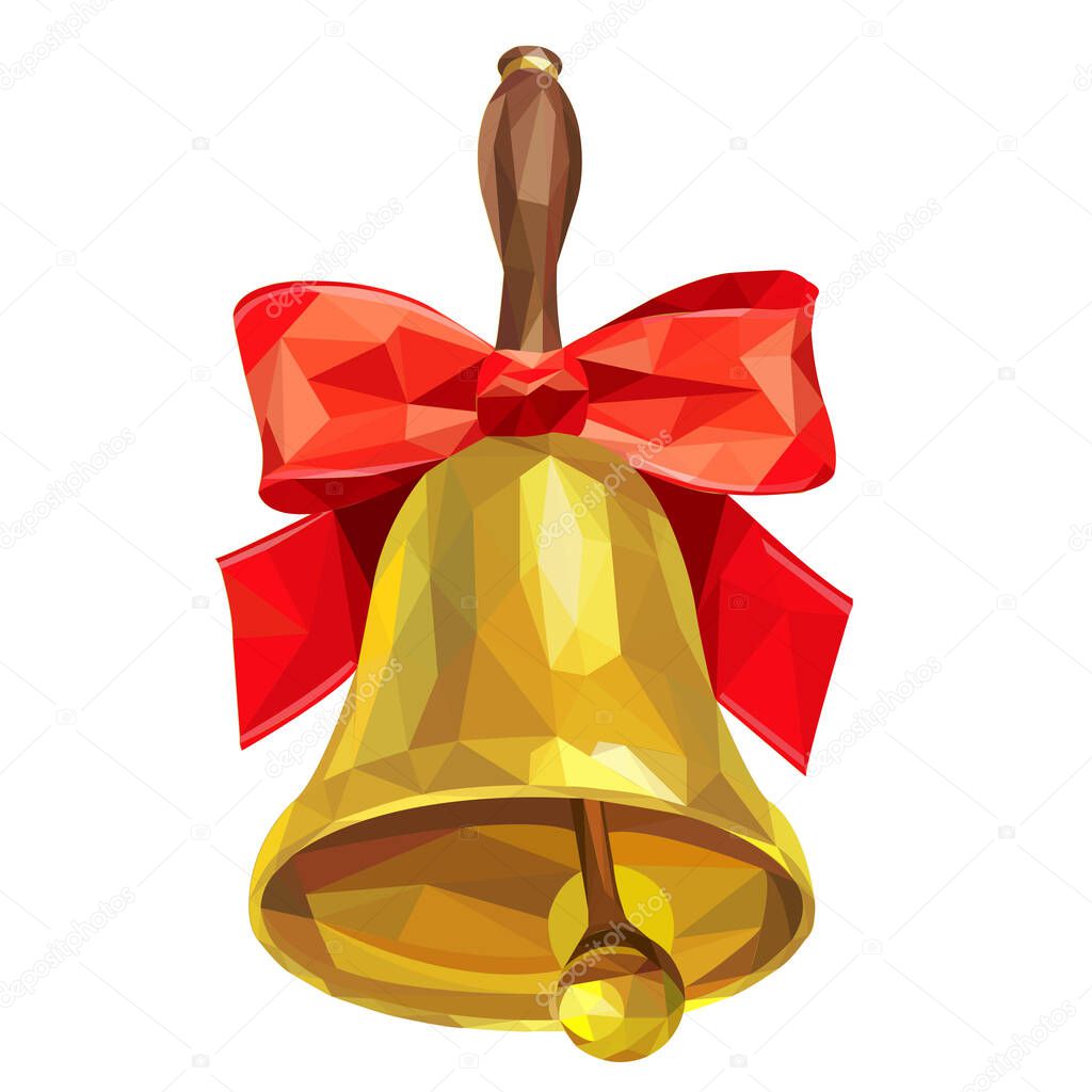 School bell, the first of September, triangulation, vector illustration