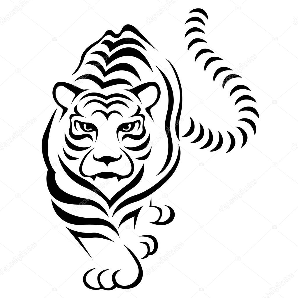 vector illustration of tiger artwork, animal predator