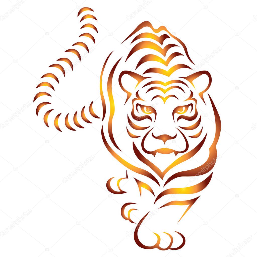 vector illustration of tiger artwork, animal predator