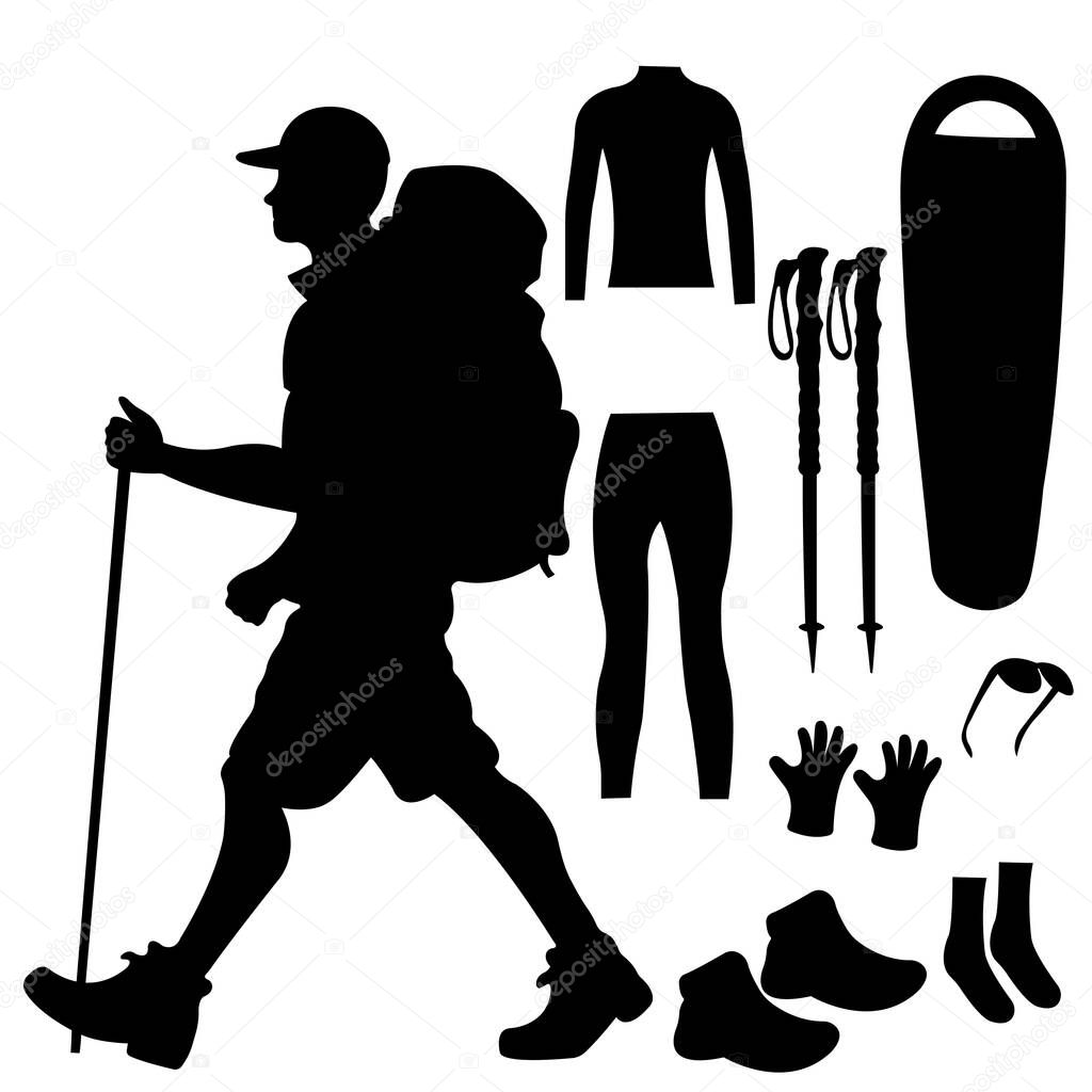 vector illustration of man hiker in adventure