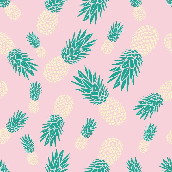 Gelbe Ananas Auf Rosa Hintergrund Mit Nahtlosem Muster Design Eignet — Stockvektor