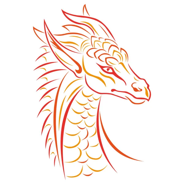Dragon Karakter Getekend Met Verschillende Oranje Lijnen Ontwerp Geschikt Voor — Stockvector
