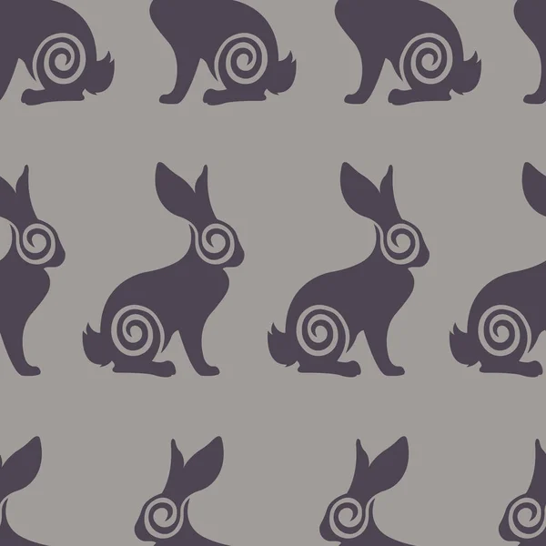 Бесшовный Рисунок Сидящими Серыми Кроликами Зайцами Дизайн Обоев Текстиля Пасхального — стоковый вектор