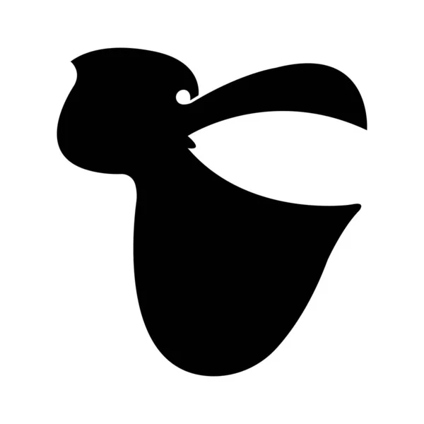 Pelikanowa Sylwetka Głowy Ptaka Kolorze Czarnym Projekt Nadaje Się Tatuażu — Wektor stockowy