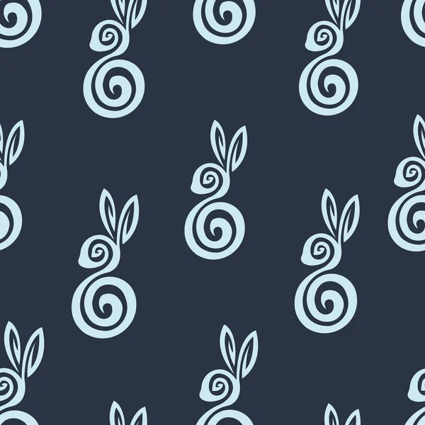 Sömlöst Mönster Med Blå Kaniner Och Harar Design För Tapeter — Stock vektor