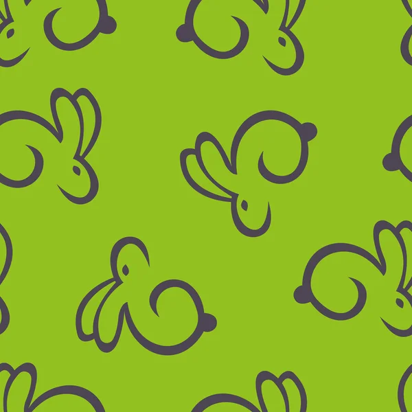 토끼와 토끼가 초록색 배경을 이루는 반사기없는 무늬가 아이들의 프린트 프린트 — 스톡 벡터