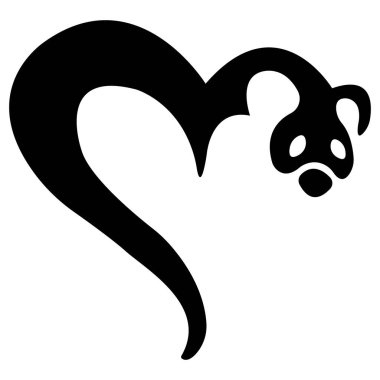 Kalp şeklinde bir kobra yılanı silueti. Dövme, logo, hayvan amblemi, maskot, çıkartma, bilgelik sembolü, afiş, tişört ve giysi baskısı için uygun tasarım. İzole vektör stoku