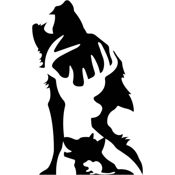 狼的相貌 标识设计 宠物店标志 现代纹身 T恤衫或服装印模 可编辑矢量 — 图库矢量图片
