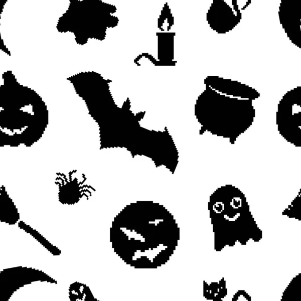 Modèle Sans Couture Avec Des Éléments Noirs Pour Halloween Conception — Image vectorielle