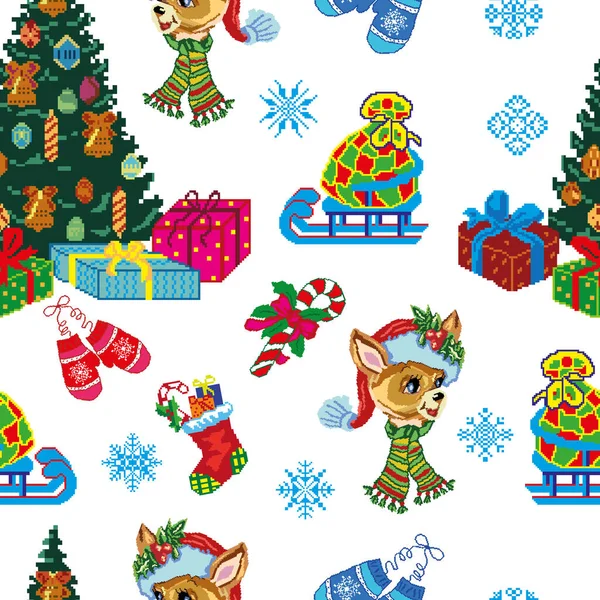 Nahtloser Hintergrund Mit Neujahrselementen Design Für Tapeten Textilien Webseiten Weihnachtsurlaub — Stockvektor