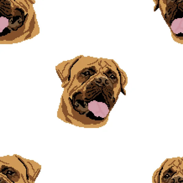 Bultmastiff Dogs Vector Seamless Pattern Pixel Art Design Suitable Textiles — Stock Vector