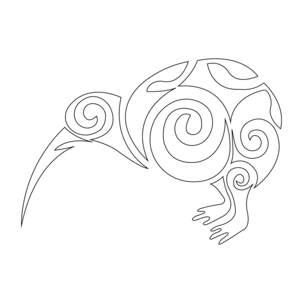 Kiwi Ptačí Obrys Nakreslený Keltském Stylu Design Vhodný Pro Barvení — Stockový vektor
