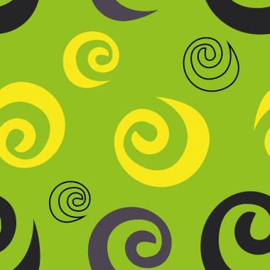 Renkli kıvrımlı vektörsüz desen arkaplanda yeşil