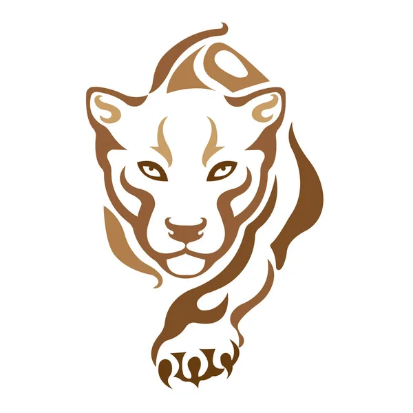 Illustration Vectorielle Tigre Prédateur Animal Isolé Sur Fond Blanc — Image vectorielle