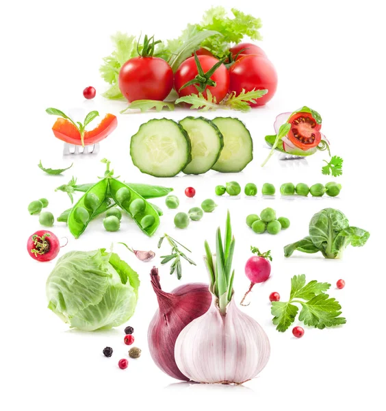 Sammlung Von Gemüse Isoliert Auf Weißem Hintergrund — Stockfoto