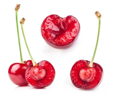 Half of cherry isolated on white clipart