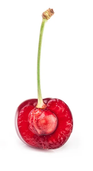 Half Cherry Isolated White — Stock Photo, Image