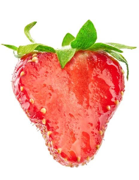 Strawberry Hälften Isolerade Vit Bakgrund — Stockfoto