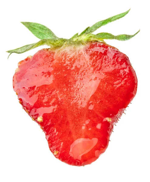 Strawberry Hälften Isolerade Vit Bakgrund — Stockfoto