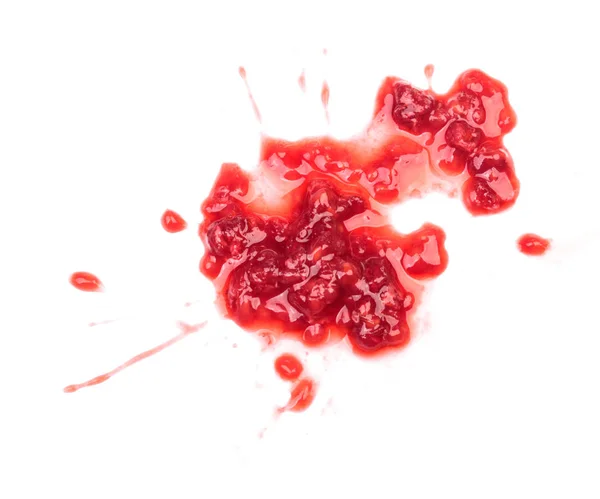 Smashed Raspberries Isolated White — Stock Photo, Image