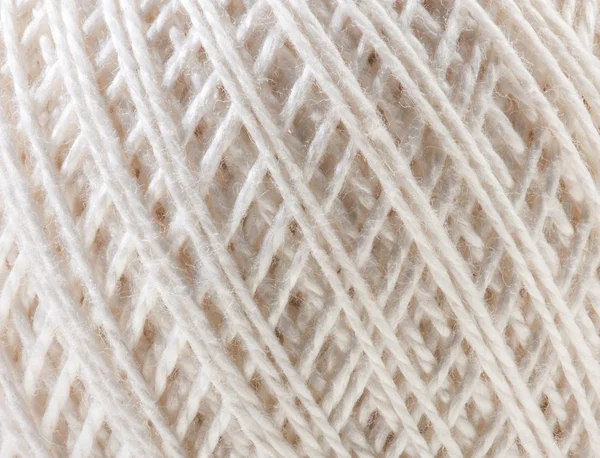 White Texture Yarn Ball Closeup Background — Stock Photo, Image