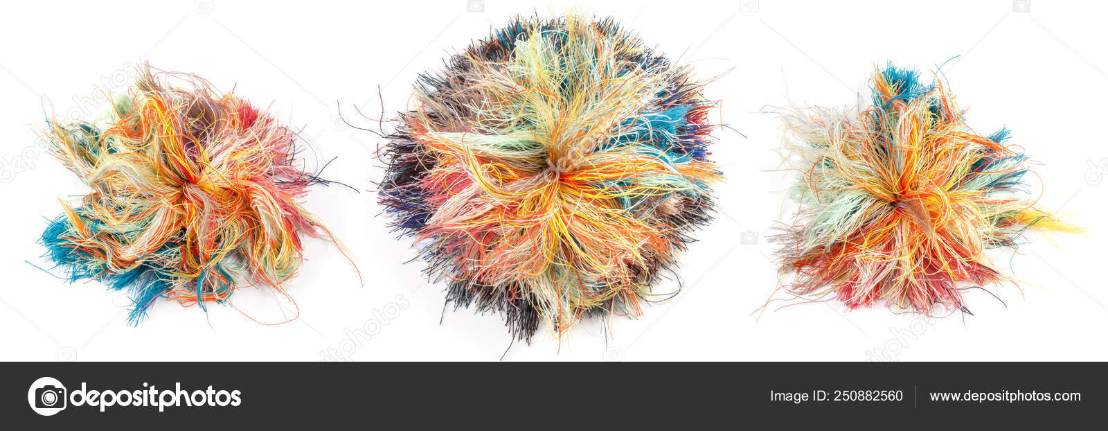 Colorful tangled threads isolated on white background. Closeup. Stock ...