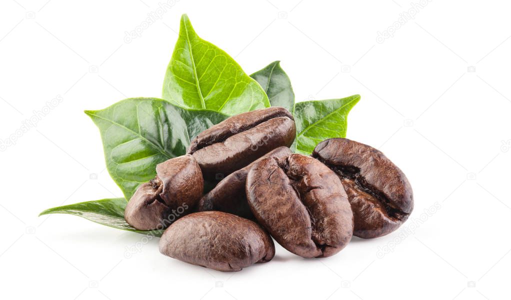 Coffee beans isolated on white background with clipping path