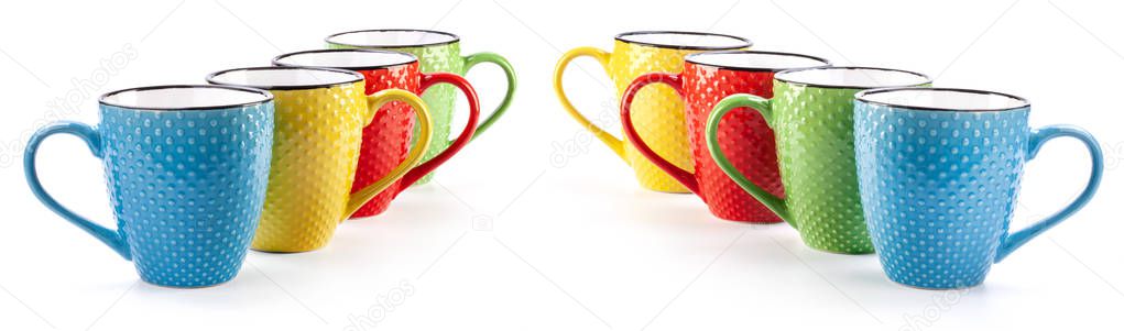 Tea cups on white background
