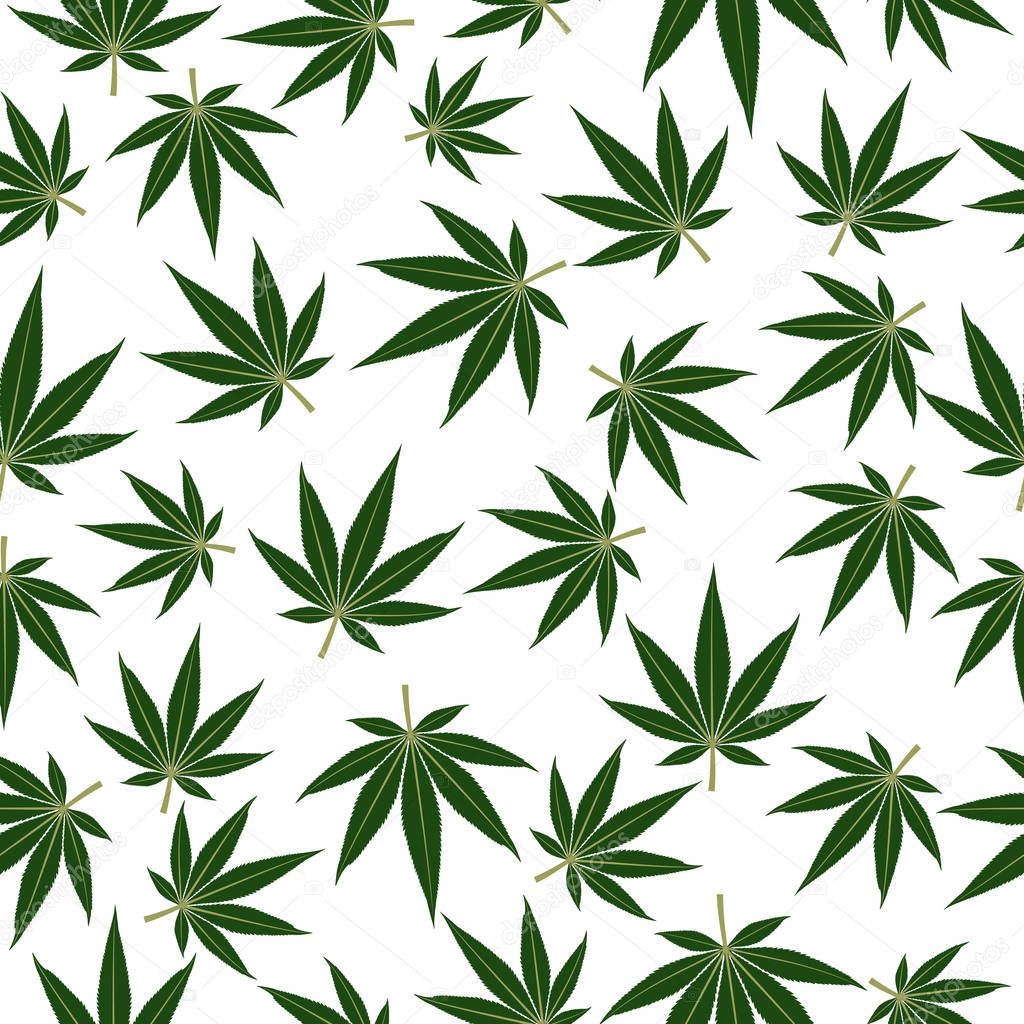 Marijuana or cannabis leafs seamless pattern background