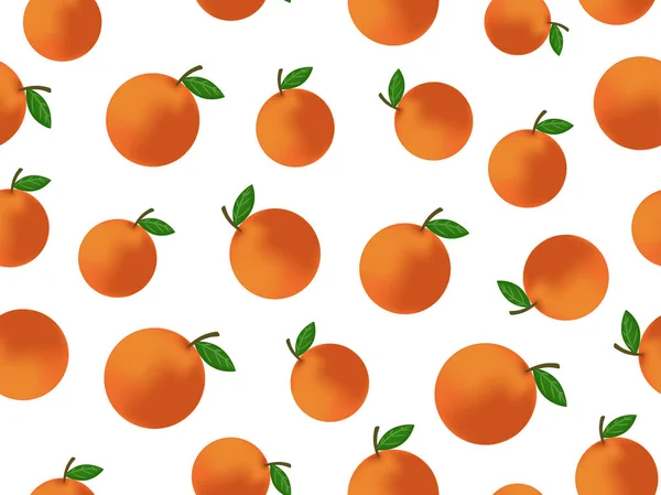 Patrón Inconsútil Vector Naranja Fruta Sobre Fondo Blanco — Vector de stock