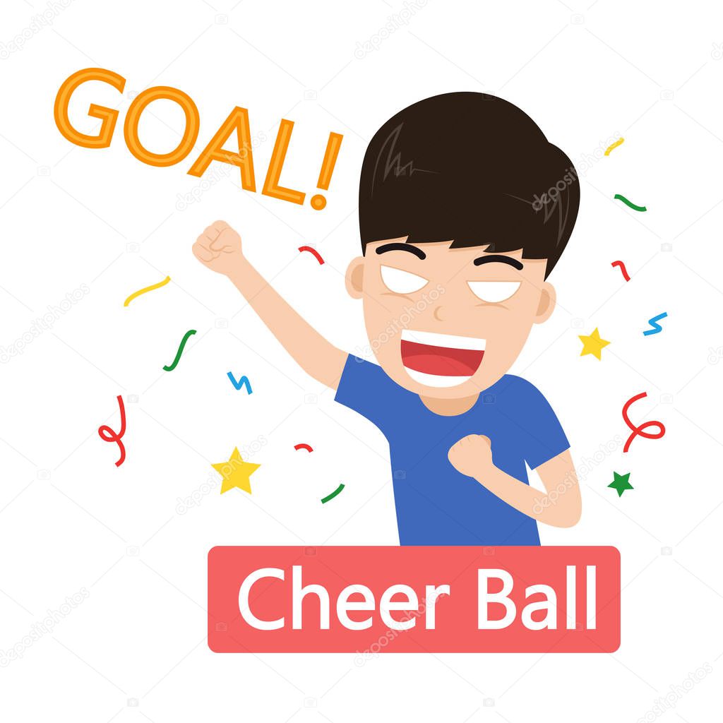 Vector illustration of football fans cheerful celebrating goal