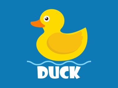 Vektör İllüstrasyon beyaz arka plan üzerinde izole çocuk için sarı kauçuk ördek oyuncak