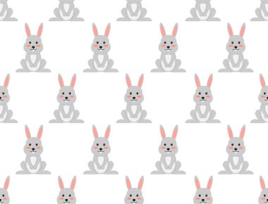 Beyaz arka planda sevimli karikatür tavşan Dikişsiz desen - Vektör illüstrasyon 