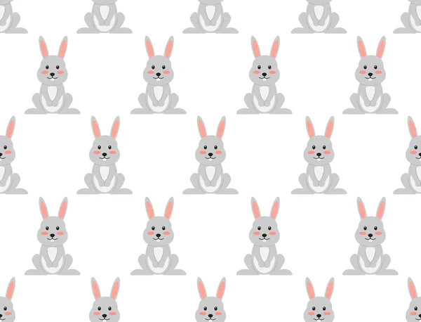Seamless pattern of cute cartoon rabbit on white background - Vector illustration