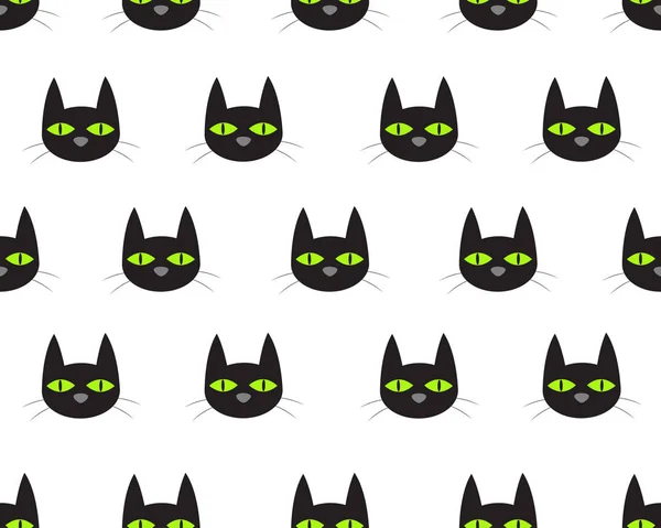 Seamless pattern of cute face black cat on white background