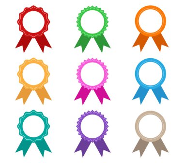 Collection of colorful award ribbons vector set isolated on white background - Vector illustration  clipart