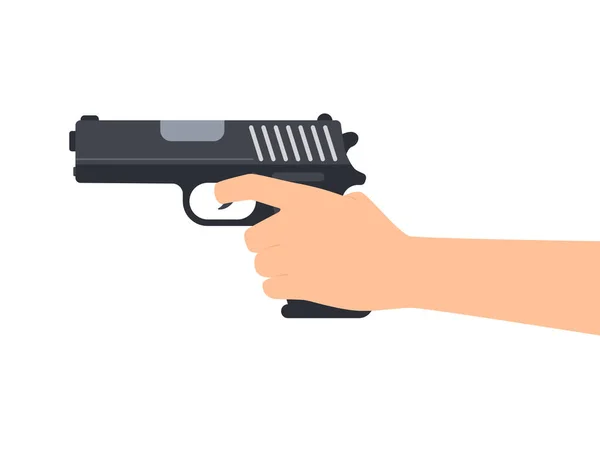 Ilustración Vectorial Las Manos Sosteniendo Pistola Aislada Sobre Fondo Blanco — Vector de stock