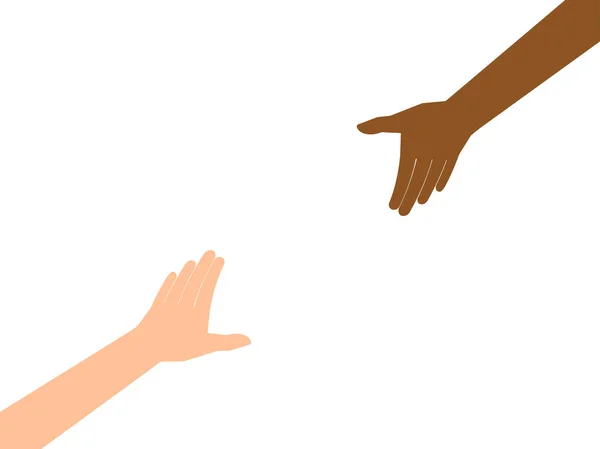 Couple Mains Tendues Pour Autre Isolé Sur Fond Blanc — Image vectorielle