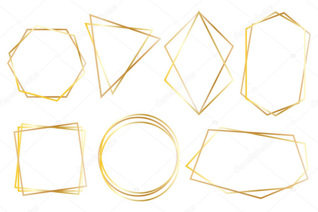 Collection of golden polygonal luxury frames vector set 