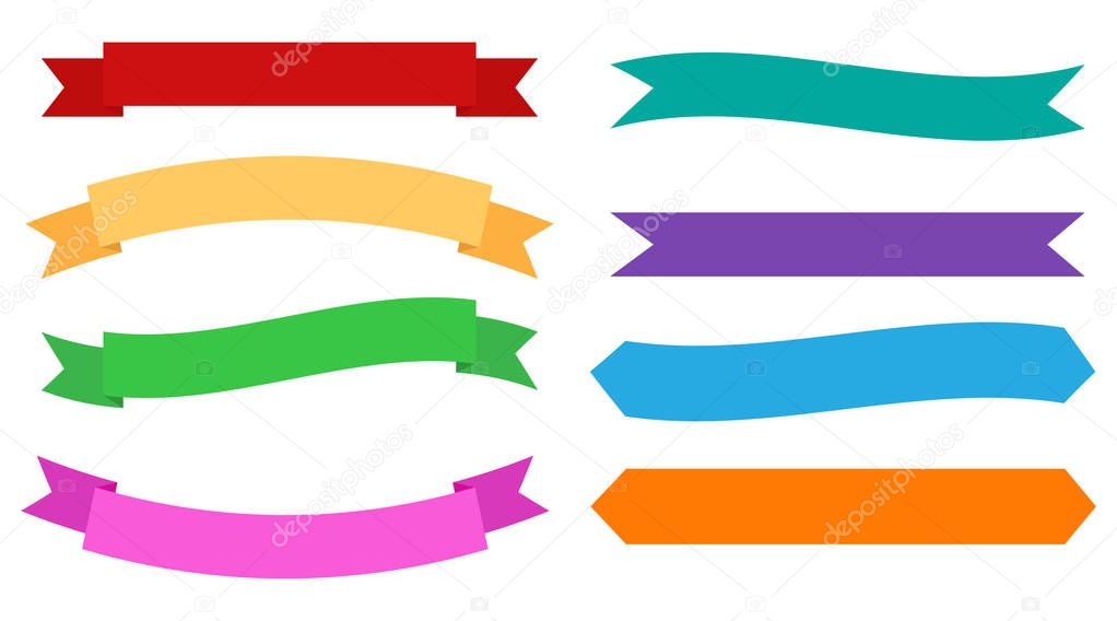Set of design banners colorful ribbons on white background - Vector illustration