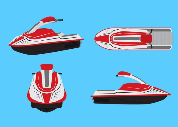 Vector illustration of jet ski vector set isolated on blue background.