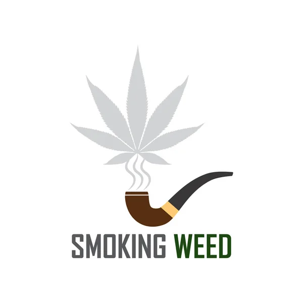 Marijuana Ganja Weed Smoke Icon White Background — Stock Vector