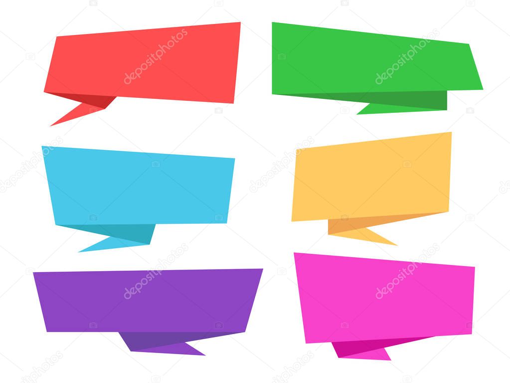 Set of colorful origami speech bubble - Vector illustration