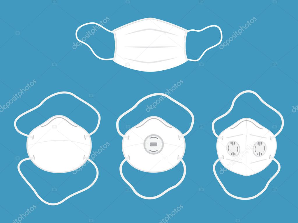 Vector illustration of collection Medical mask or Protective mask isolated on background