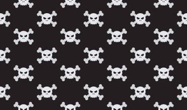 Vektör illüstrasyon dikişsiz kafatasları ve siyah arka plan üzerinde çapraz kemikler 